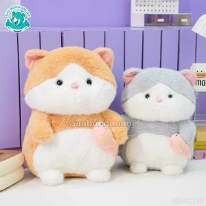 mèo bông cầm cá