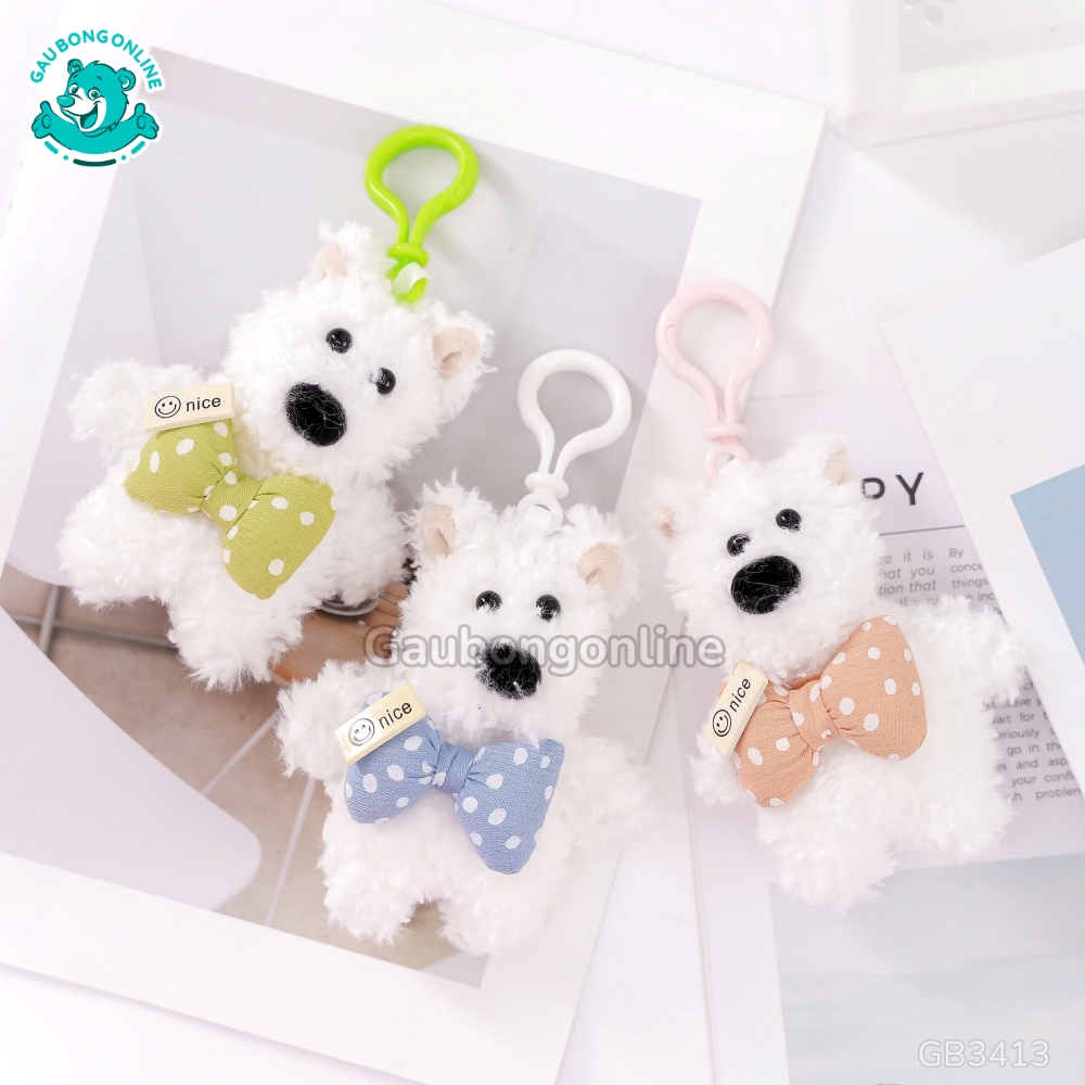 móc khóa chó puppy Đeo nơ móc khóa chó puppy Đeo nơ